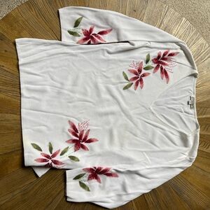 Cream Boxy Blouse with Artistic Botanical Design